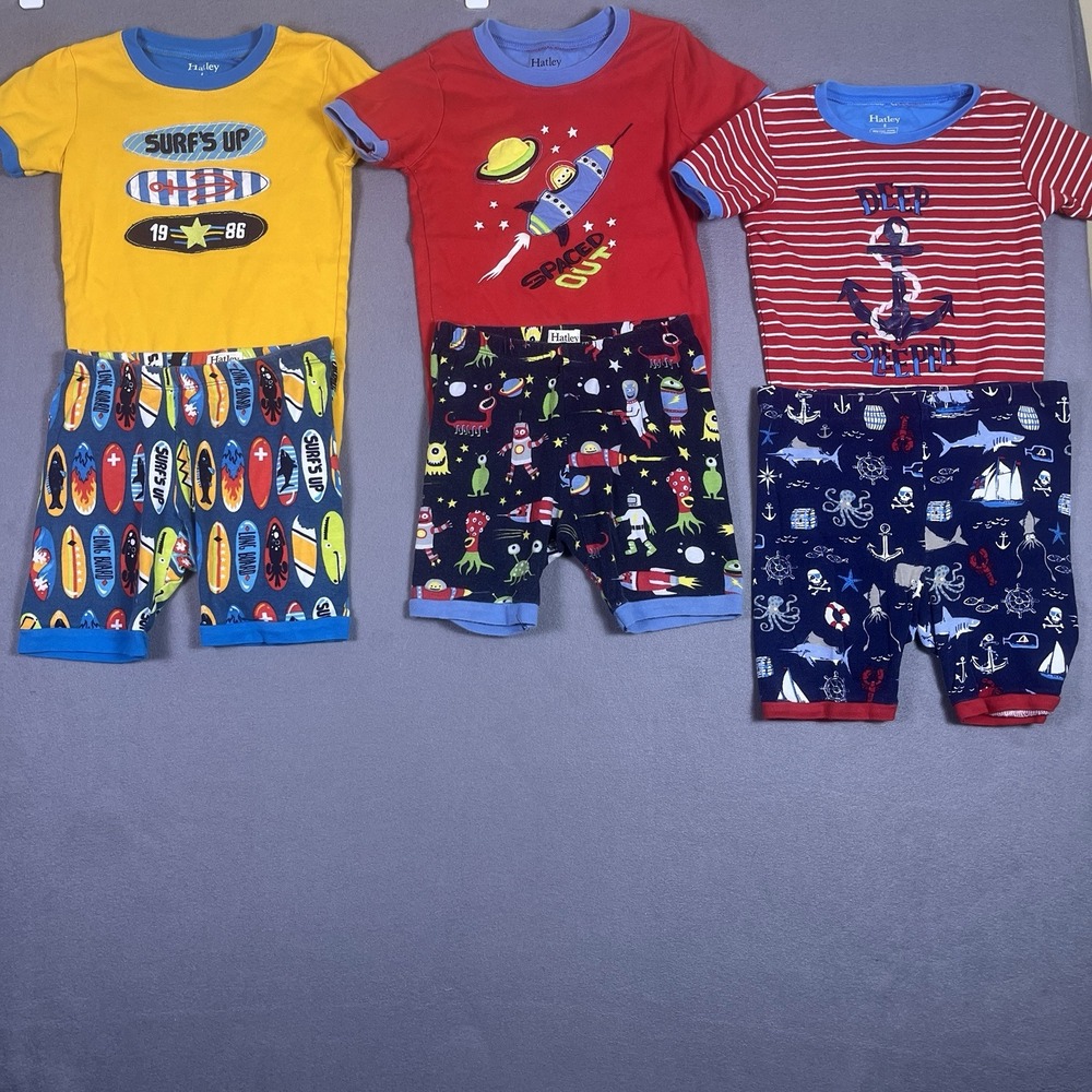 Hatley Pajama Short Sets Size 8 Lot Of 3 Space, Surf, Sail